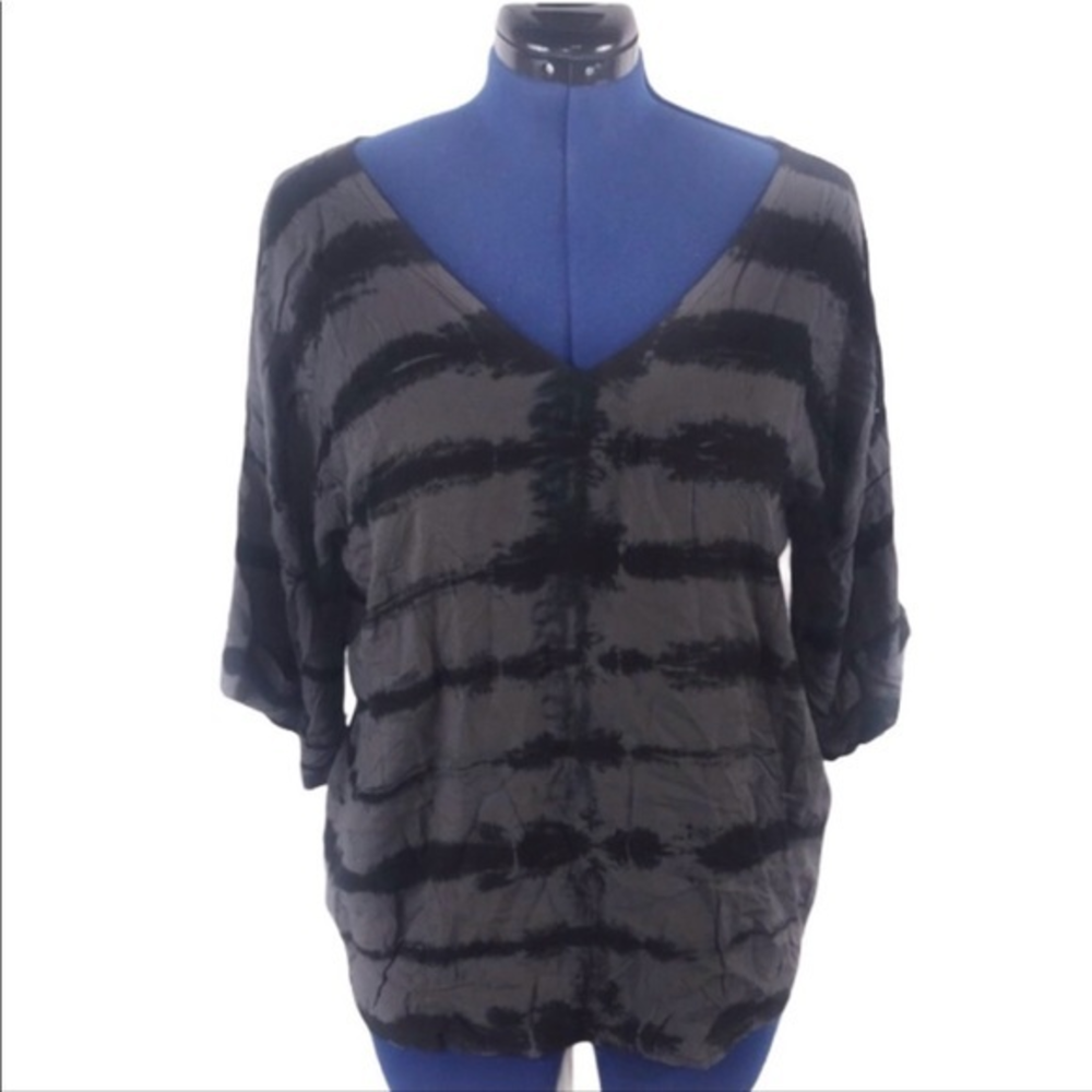 Religion M black/grey tie dye cut out back cold shoulder flowing cut blouse